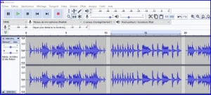 le logiciel Audacity permet d'afficher les diverses pistes audio